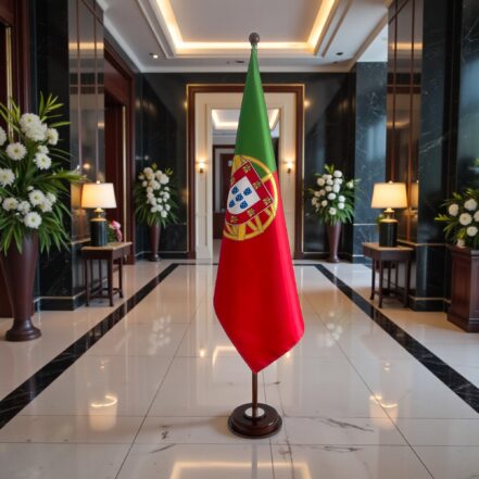 socle drapeau portugal en granit stable