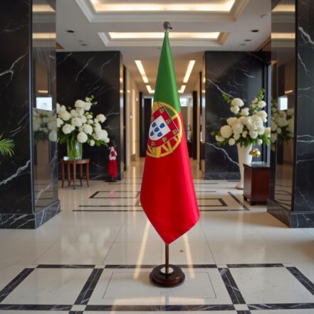 socle drapeau portugal en granit institutionnel