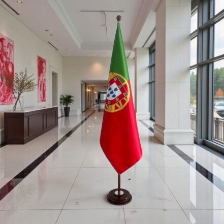 socle drapeau portugal en granit professionnel