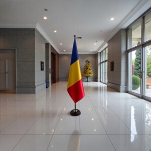 socle drapeau roumanie en marbre de protocole