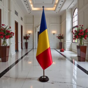 socle drapeau roumanie en marbre antidérapant