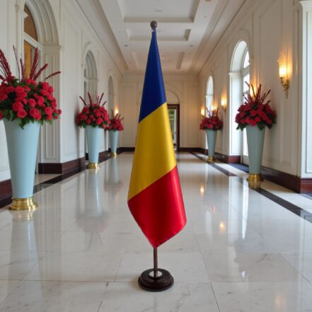 socle drapeau roumanie