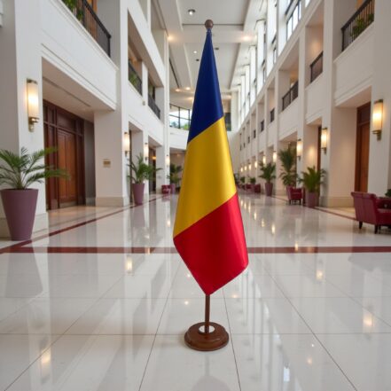 socle drapeau roumanie