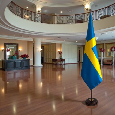 socle porte-drapeau suede diplomatique