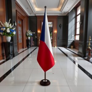 socle drapeau tchequie en marbre noir classique