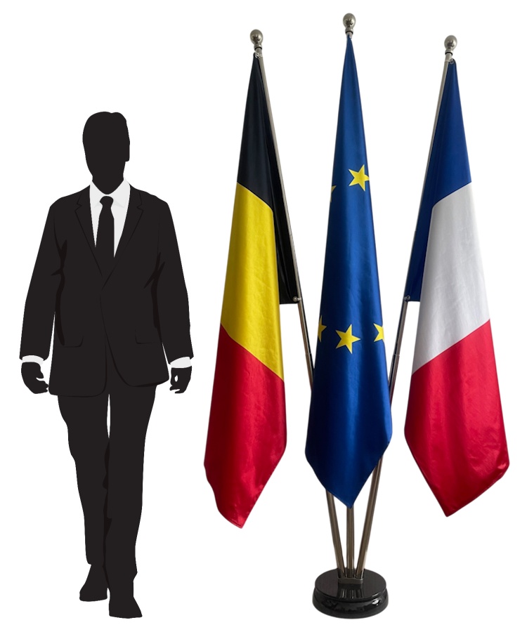 pied socle drapeau en inox