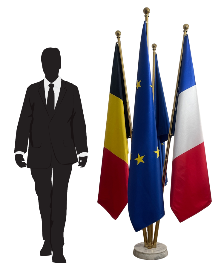 pied socle drapeau en bois massif