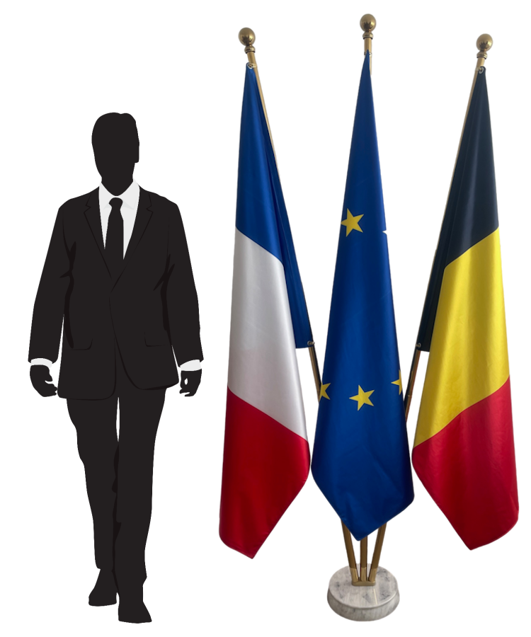 pied socle drapeau en inox brossé