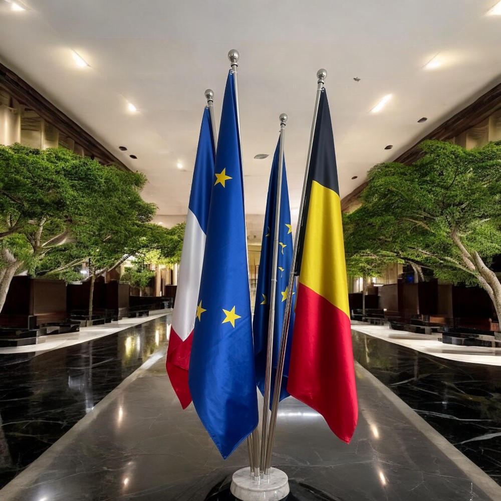 support socle drapeau en acier