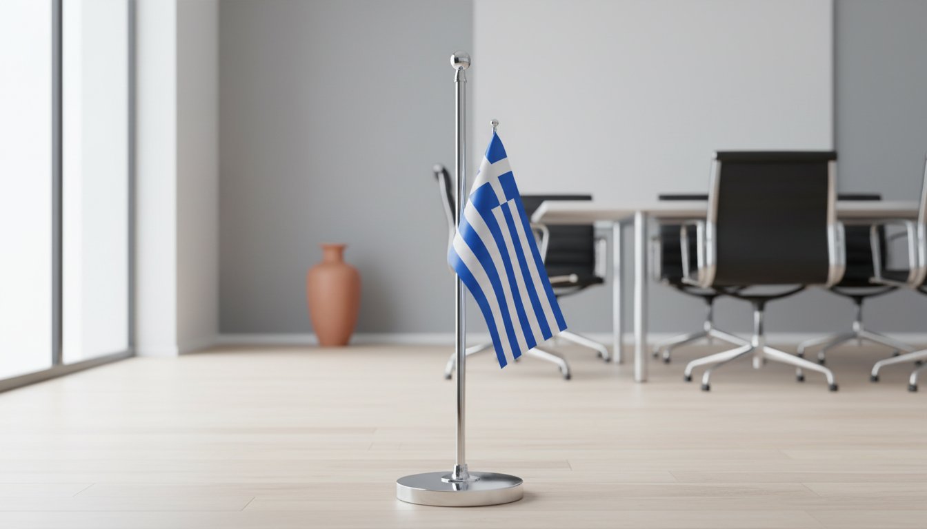 Drapeau Grèce avec pied et mât : Guide d'achat et protocole 2026